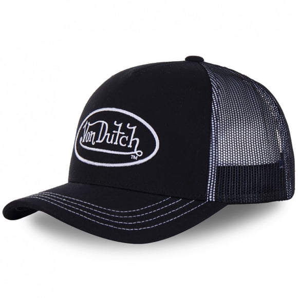 Baseball Cap VON lettered Sunscreen Mesh Embroidered DUTCH Trucker Hat TEMU black Adjustable