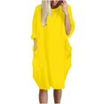 thumbnail image 1 of Pompotops Robe Ample pour Femmes avec Poches, Col pour Dames, Hauts Longs Décontractés, Robe Grande Taille en Solde, 1 of 4