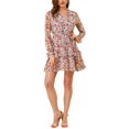 thumbnail image 1 of INSPIRE CHIC Robe à Ourlet Volanté à Manches Longues à Taille Élastique à Motif Floral pour Femme avec Ceinture Bleu P, 1 of 6