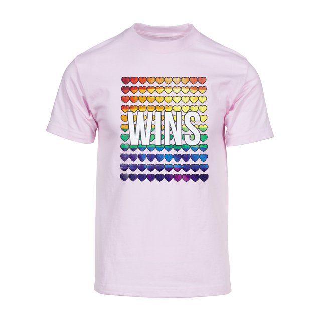 Mens Pride Love Wins Rainbow Short-Sleeve T-Shirt - Pink - Small