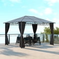 thumbnail image 2 of Outsunny Pavillon à Toit Rigide 13 Pieds x 10 Pieds, Auvent de Gazebo, Pavillon de Patio Extérieur, Gris Foncé, 2 of 10