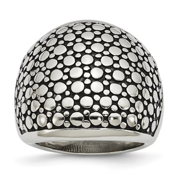 Stainless Steel Polished and Antiqued Ring Size 7
