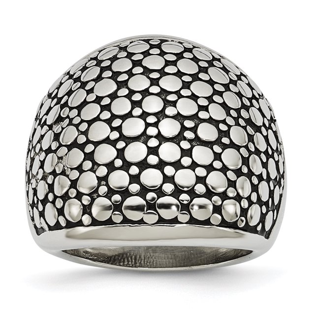 Bague en Acier Inoxydable Poli et Vieilli Taille 9