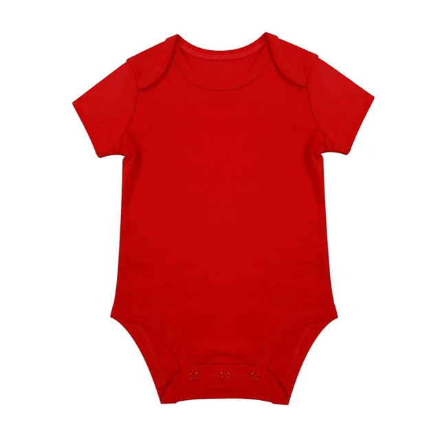 MIASHUI Cache-Couche à Manches Courtes Uni pour Bébé Unisexe Garçon Fille, Rouge, 6-9 Mois