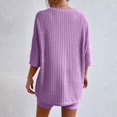 thumbnail image 4 of Mikilon Pyjama Décontracté pour Femmes, Ensemble de Nuit d'Été, Confortable, Coupe Ample, Col Rond, Ensemble Deux Pièces, Manches Courtes, Blouse/chemise à Col Rond, Violet, TP, 4 of 6