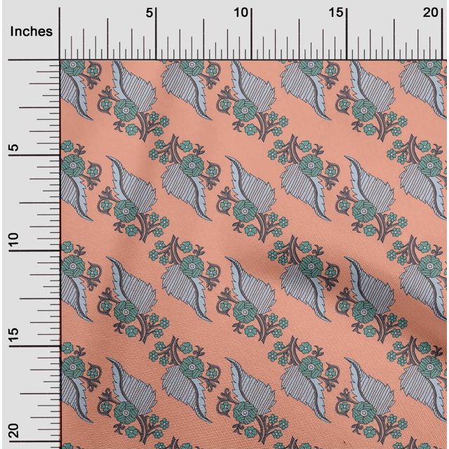 oneOone Viscose Jersey Fabric Leaves Block Print Fabric BTY 60 Inch Wide