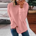 thumbnail image 2 of Chandails de Compression à Manches Longues pour Femmes Col Ras du Cou Unis Plus Chandail Surdimensionné Coupe Ample Pulls Tendance Hauts Légers pour Femmes Grande Taille Gris m, 2 of 5