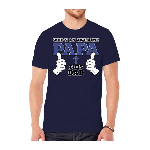 Mens "Who's An Awesome Papa" Short-Sleeve T-Shirts - Navy - Medium