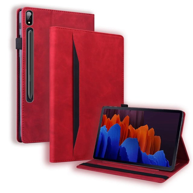 For Samsung Galaxy Tab S9 S8 S7 Plus FE Ultra Case PU Leather Business Tablet for Galaxy Tab S9 S8 S7 FE Plus Ultra Book Cover Red Tab S9 FE 10.9 inch