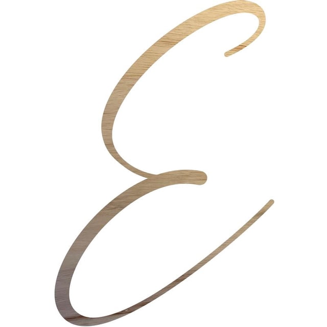Unfinished Wood Letter E, Craft Alphabet 4'' Tall Wooden Letter Wall Décor, Bellany Script Font