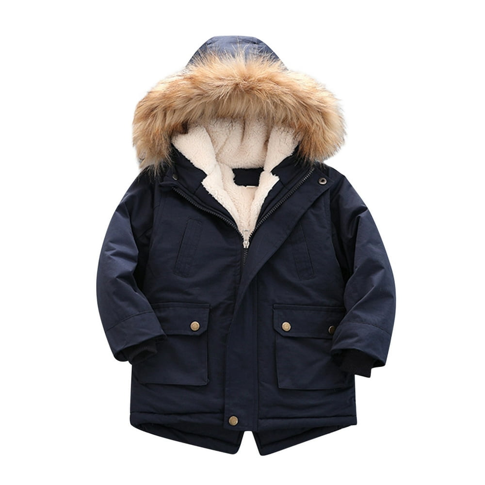 Rovga Kids Boy‘S Quilted Pu-Ffer Lined Jacket Thick Winter Coat Hooded ...