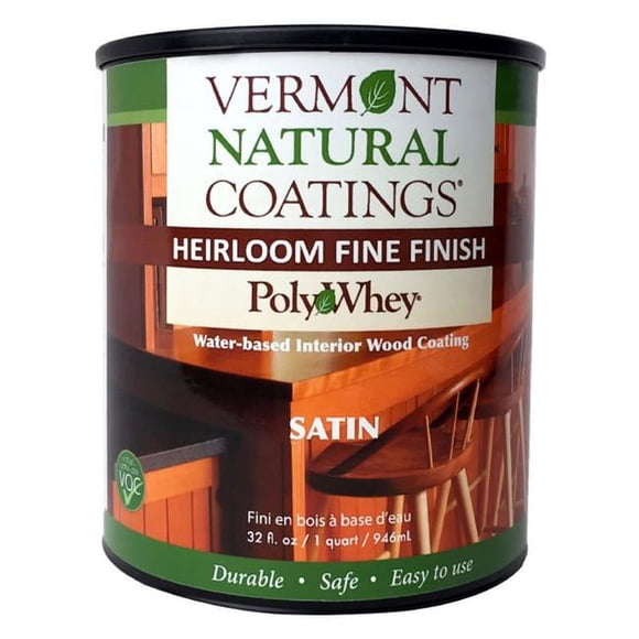 Vermont Natural Coatings 1837517 PolyWhey Satin Clear Water-Based Furniture Finish, 1 qt. - Case of 6