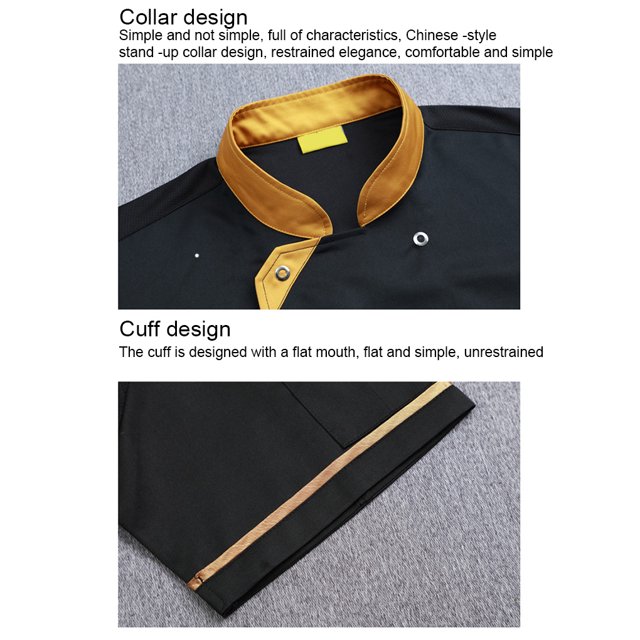 Baohd Polyester Restaurant Cuisine Uniforme - Résistant à l'Usure et de Couleur Facile à Entretenir Chemise Chef Cuisson Manche Café 4XL
