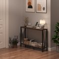 thumbnail image 3 of Table Console d'Entrée Étroite et Longue de Style Industriel avec Étagères à 2 Niveaux - Design en V, Tables de Sofa Minces avec Cadre Métallique Robuste, Parfaites pour le Couloir, le Salon, le Vestibule, le Bureau, 3 of 7