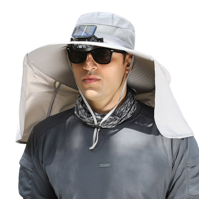 Decodeary Stay Protected And Cool Solar Power Fan Summer Hat Solar Usb Charging Hat Summer Light grey