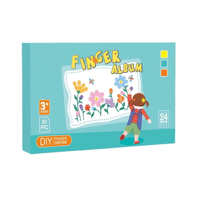 Wdhugt Kids Finger Paint Set With 24 Color Stamp Pad And 30 Drawing Cards Art And Craft Kit For Children B