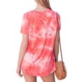 thumbnail image 3 of T-shirt Ample Teinture sur Nœuds à Col en V à Manches Courtes pour Femme, 3 of 3