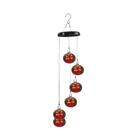 Fesfesfes Clearance Wind Chime Feeder,Copper Hummingbird Feeder with 6 Musical Tubeses, Solar-Powered Garden Sound Decor multicolour