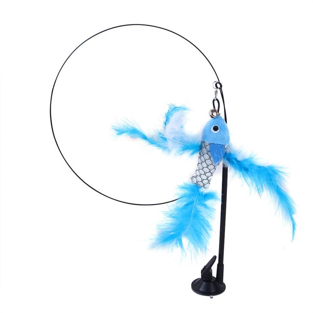 Birdeem Suction Cup Teaser Adsorption Handheld Wire Single Head Double Head Feather Replacement Head Set Pet Toys