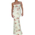 thumbnail image 1 of Robe Longue Maxi Sans Manches à Bretelles Spaghetti Découpée à Imprimé Floral pour Femmes, 1 of 7