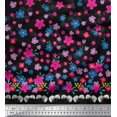 thumbnail image 2 of Soimoi Modal Satin Fabric Leaves & Flower Panel Print Fabric by The Yard 42 Inch Wide, 2 of 3