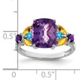 thumbnail image 2 of Bague en Argent Sterling 925 Rhodié avec Améthyste, Topaze Bleue et Citrine, 2 of 2