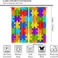 thumbnail image 2 of Puzzle Kitchen Curtains, Colorful Puzzle Pieces Fractal Children Hobby Activity Leisure Toys Cartoon Image, Window Drapes Set 2 Panels,42x54 Inches, 2 of 8