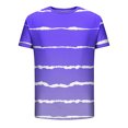 thumbnail image 4 of Penkiiy T-Shirt Homme Décontracté Col Rond Rayé Imprimé Chandail Entraînement Physique Manches Courtes Blouse m Violet, 4 of 5