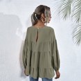 thumbnail image 3 of Babysbule Liquidation Haut d'Été pour Femmes Blouse à Manches Longues Lanterne à Col Rond pour Femmes Hauts, 3 of 8