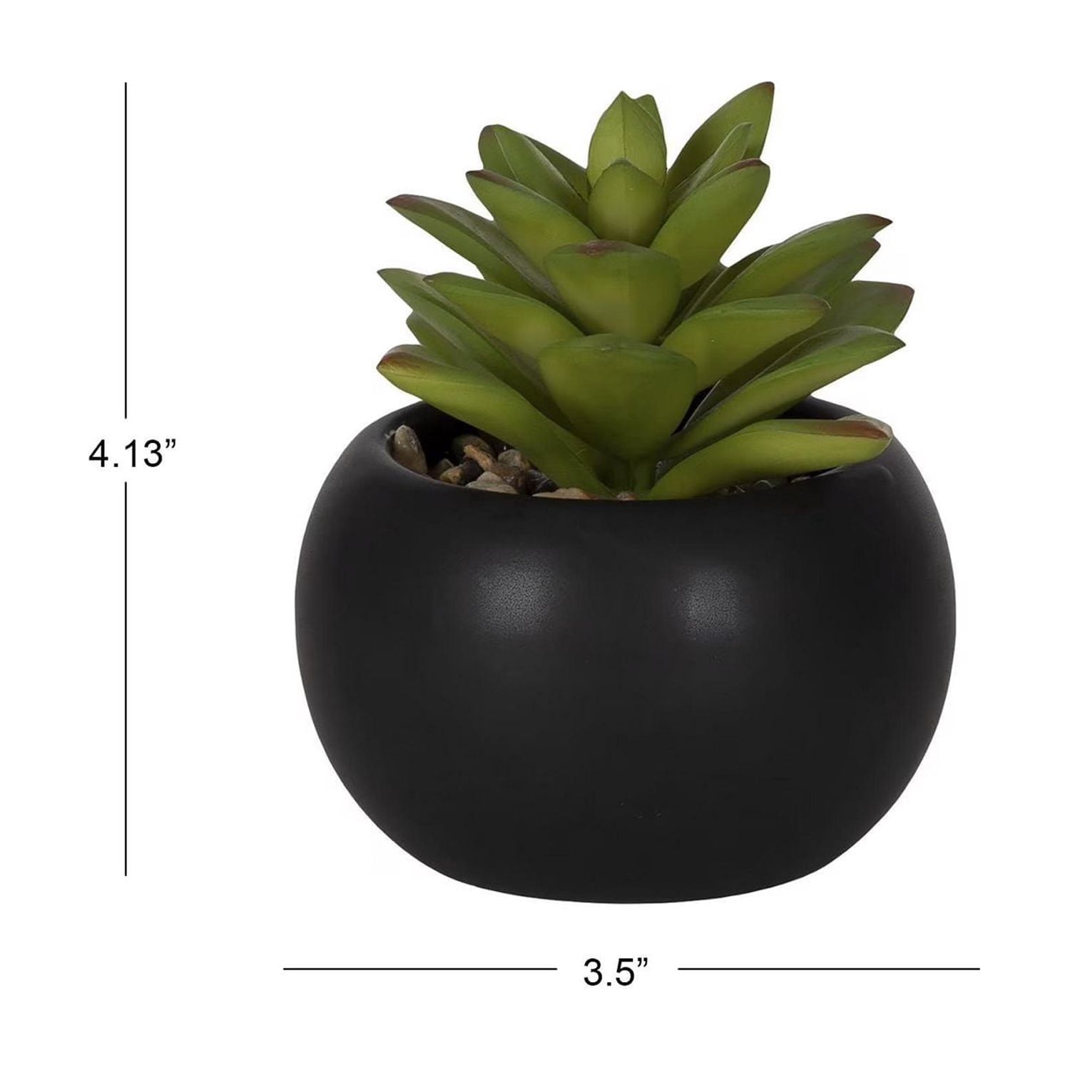DesignOvation Succulente artificielle de table de 10,5 cm de haut dans un pot en céramique noire