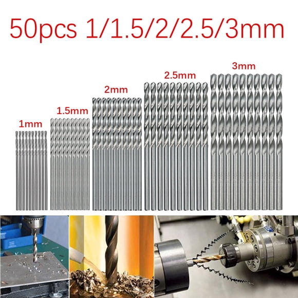 Drill Bit Set 50Pcs Coated Steel High Speed 1/15/2/25/3mm for Home Improvement and DIY 50PCS