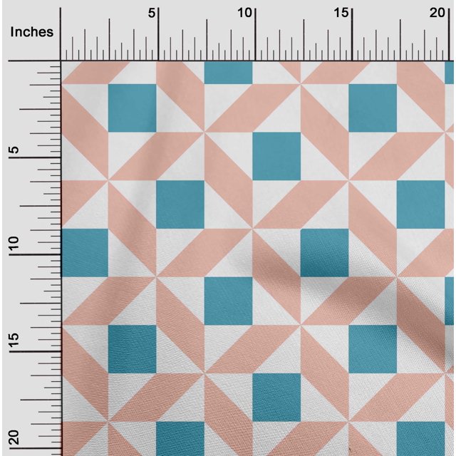 oneOone Silk Tabby Fabric Triangle|Parallelogram & Square Geometric Decor Fabric Printed BTY 42 Inch Wide