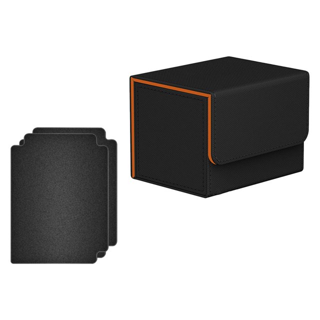 Boîte pour Jeu de Cartes avec Fermeture Contenant de Cartes de Collection Porte-Cartes Noir Orange