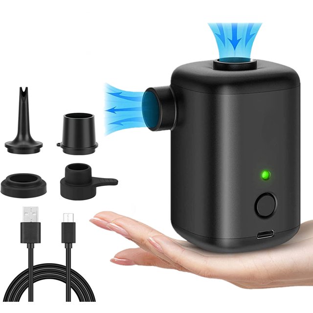 Wireless Dual-Purpose Portable Air Pump for Outdoor and Pool Use, 3000mAh Battery with 4 Multi-Size Nozzles for Inflating and Deflating Various Items Including Air Mattresses, Swimming Rings, and