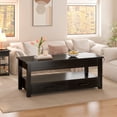 thumbnail image 2 of GUNAITO Table Basse à Plateau Relevable avec 2 Tiroirs, Table Basse Convertible en Bois avec Rangement pour Salon, Table Centrale, Noir, 42 Pouces, 2 of 9