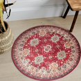 thumbnail image 1 of JV Home Tapis Rond Napoli Rouge 4 Pi Lavable Antidérapant, 1 of 6