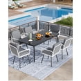 thumbnail image 3 of Comfortable Stackable Outdoor Patio Dining Chairs Set of 4 – Armchairs with Cushions – Black Metal Frame & Neutral Shade Inspired Style Hand-Woven Rope Rattan, 3 of 8