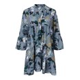 thumbnail image 5 of Plus Size Dresses Ladies Plus Size Loose Print Long Sleeve V Button Mini Summer Dress Grey M, 5 of 5