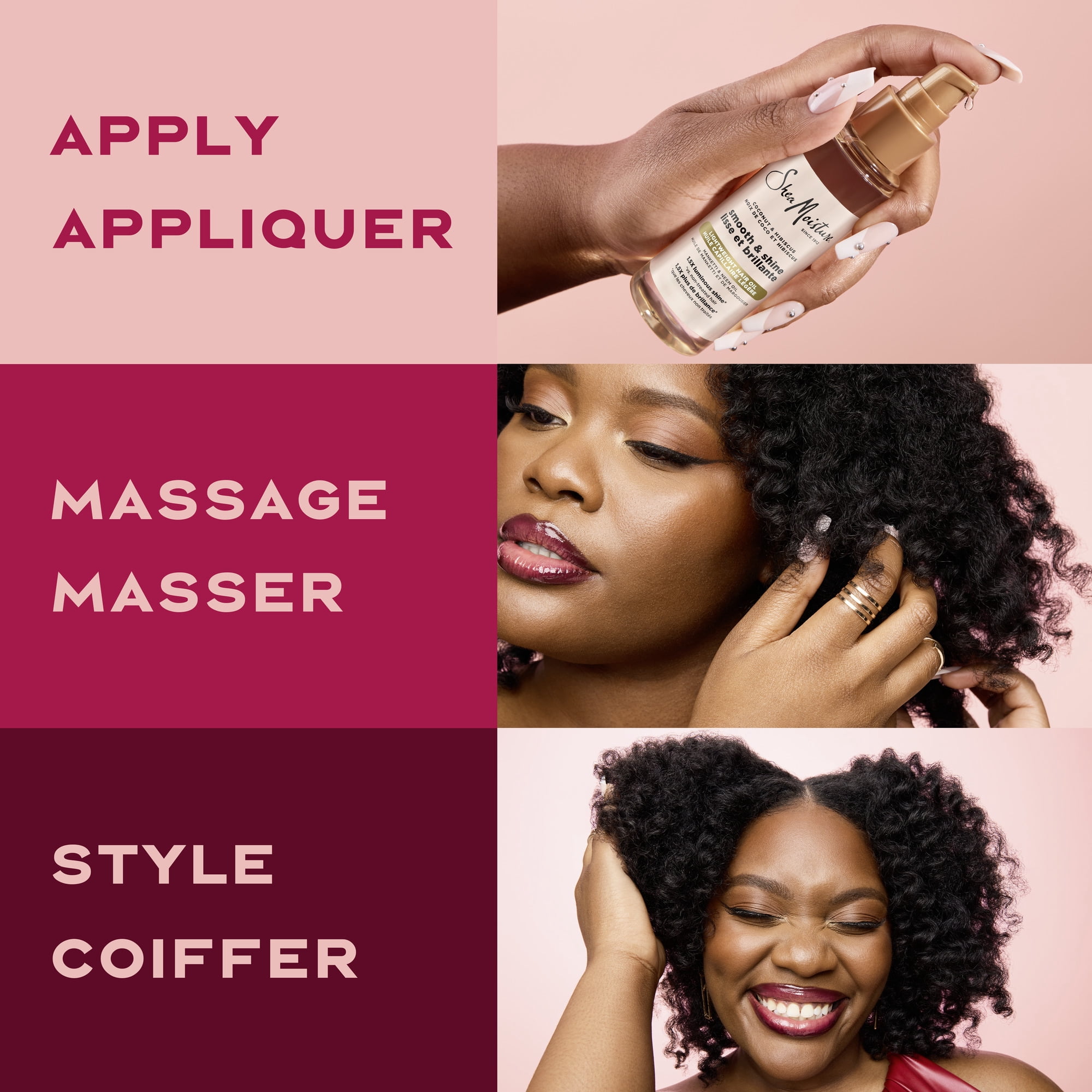 SheaMoisture Huile Capillaire Légère Lisse et Brillante Noix de Coco et Hibiscus, 97 ml