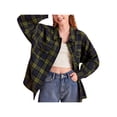 thumbnail image 2 of Women Plaid Flannel Shirt Jacket Button Down Lapel Long Sleeve Shirts Blouse Shacket Cardigan Coats Fall Spring Clothes, 2 of 7