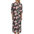 thumbnail image 3 of yievot Women's Zipper Robes Half Sleeve Zip Front Robe Lightweight House Coat Loungewear with Pockets, 3 of 4