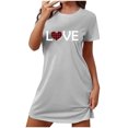 thumbnail image 1 of Jupe de Pyjama pour Femmes Chemises de Nuit pour Femmes Manches Courtes Chemises de Nuit pour Dormir Nuisette à Enfiler Douce Mignonne Imprimée Robe de Nuit Robes pour Femmes Tenue de Nuit Robe de Pyjama Gris P, 1 of 5