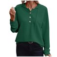 thumbnail image 1 of Pisexur Womens Oversized Sweatshirt 2024 Fashion Fall Hoodies Solid Color Button Collar Drawstring Stitching Sweatshirts Hoodies Pullover, 1 of 6