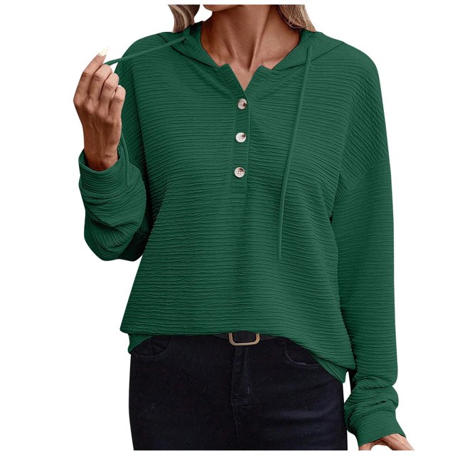 Pisexur Womens Oversized Sweatshirt 2024 Fashion Fall Hoodies Solid Color Button Collar Drawstring Stitching Sweatshirts Hoodies Pullover