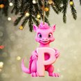 thumbnail image 1 of Fridja Personalized Dinosaur Christmas Ornament 26 Letters Hanging Pendant Ornaments 2024 Plastic Initial Monogram Xmas Tree Decorations with Hanging Rope Unique Customized Fun Gift for Kids, 1 of 3