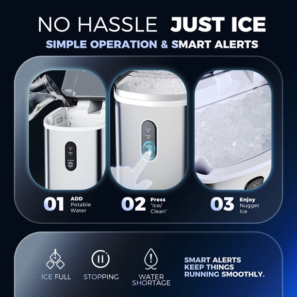 Simzlife 35lbs/24H Nugget Ice Maker Countertop,Portable Ice Maker