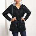 thumbnail image 4 of Kcodviy Womens Rain Jacket with Jacket Women Under Hood Lightweight Long Sleeve Rains Women Windbreaker Zip Up Drawstring Retro Windbreakers Raincoat with Pockets, 4 of 6
