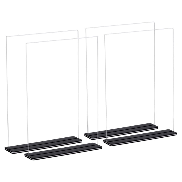 Acrylic Sign Holder 4 Pack, 8.5x11 Inches T Shaped Desktop Menu Display Stand Suitable for Restaurants, Office Clear