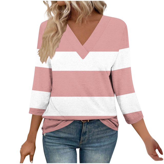 Fewfanhot Hauts pour Femmes Mode d'Automne Col en V Tenue de Bureau Décontractée Tunique Chandail Tenues