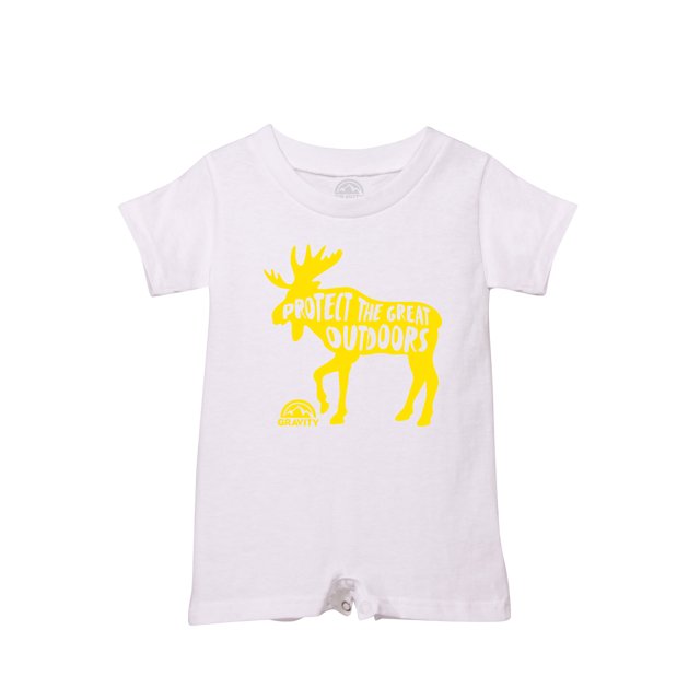 Protect the Great Outdoors Infant Bodysuit T-Romper - White - Yellow Logo - 24M